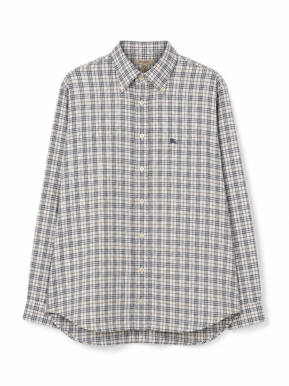 Burberry London Button Down White Blue Plaid Check 100%‎ Cotton Mens Shirt